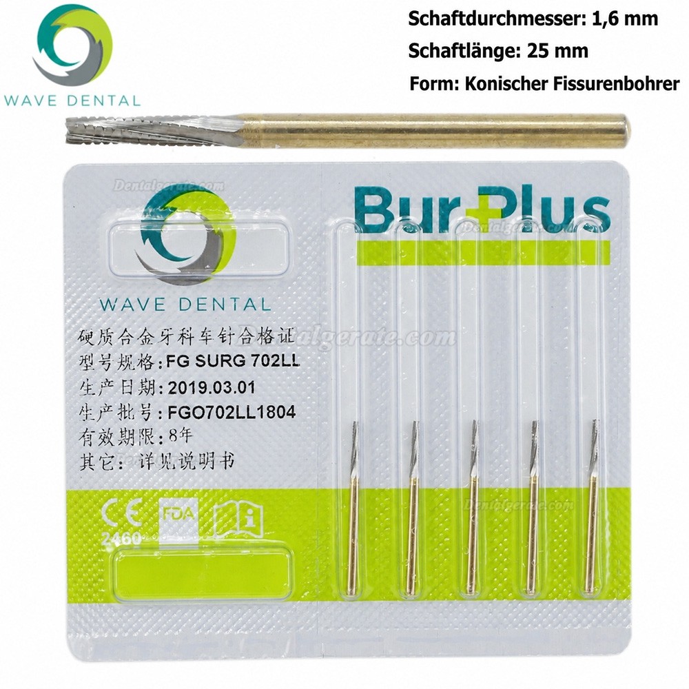 10 St&uuml;ck FG SURG 702LL FG-Schaft Hartmetallbohrer Zahnmedizin Extraktion der Weisheitsz&auml;hne Zahnbohrer